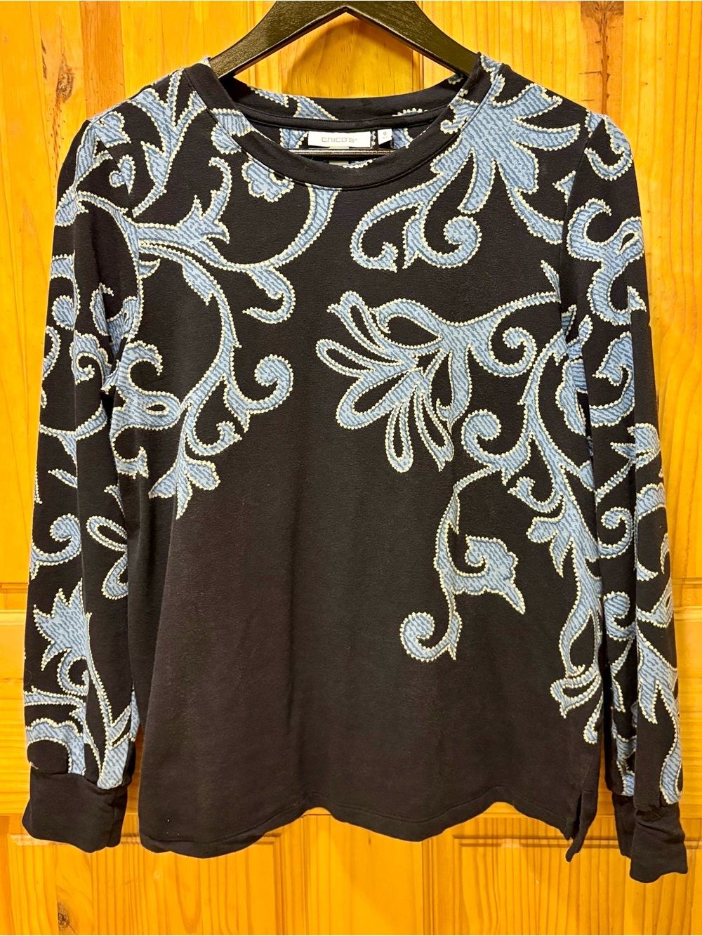 Chico's Sweatshirt with Light Blue Floral Design